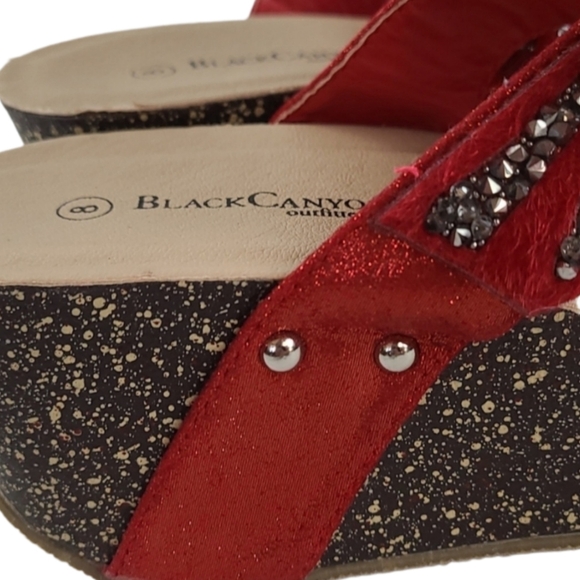 Metallic Marcasite Studded Platform Sandals in Red, Size 8 - Picture 2 of 8